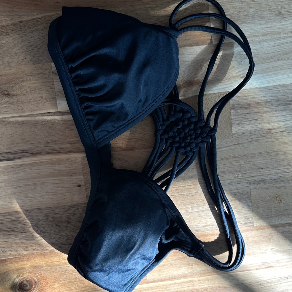 XS Black Strappy Bikini Top